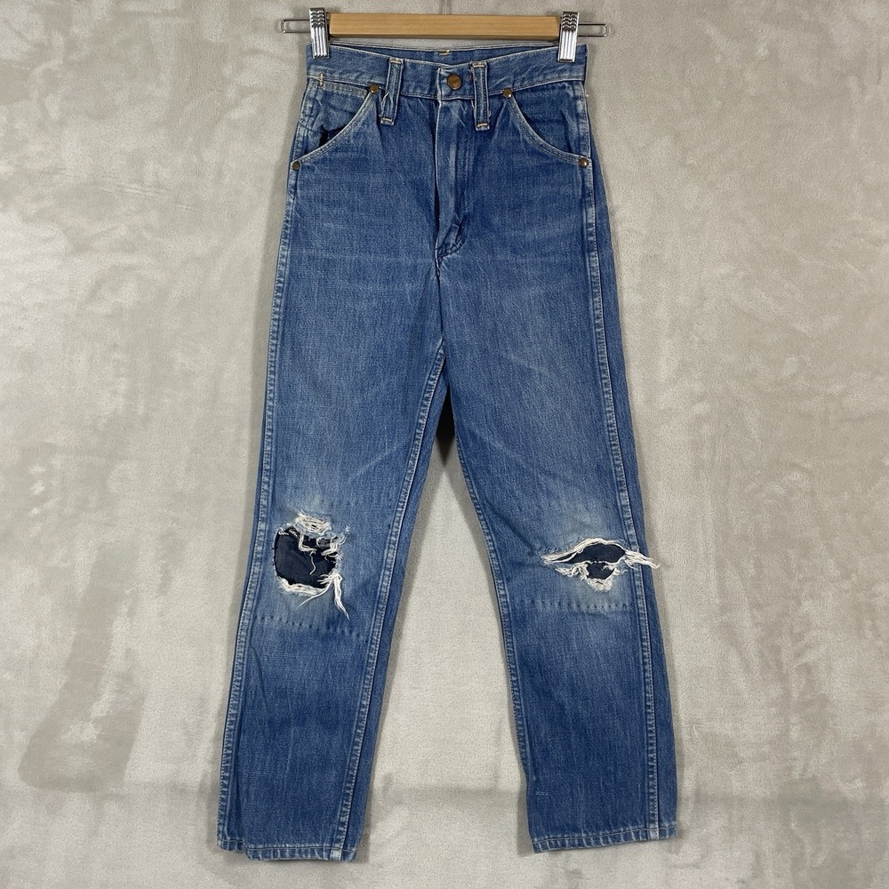 Vtg 60s Sanforized Blue Bell Wrangler Maverick Jeans Kids 10 24x24 Repaired True